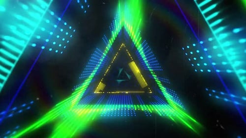 Abstract Neon Triangle Tunnel Pulsating Audio Visualizer Loop