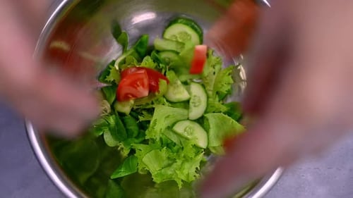 Crop Person Cooking Vegetable Salad