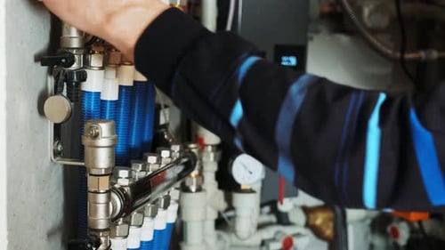 Closeup of sewing machine working part with leather. Cnc sewing machine