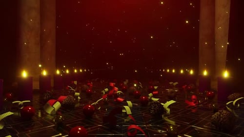 Elegant Christmas Celebration Background with Candles and Decorations