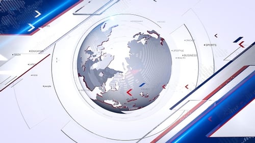 Futuristic Broadcast Opener with Rotating Digital Globe and Data