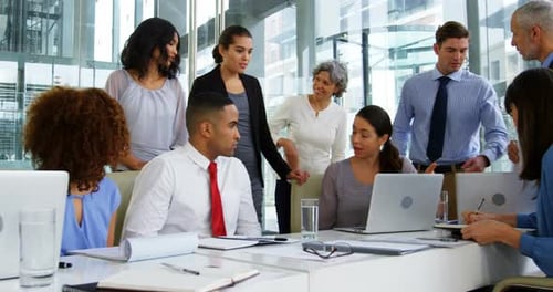 Business Team Collaborating at Modern Office Meeting