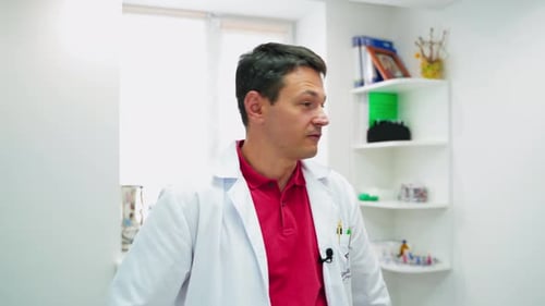 Doctor talking to patient. Doctor and patient discussing something in office