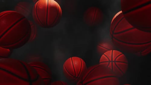 Animated 3D Basketballs Floating Sports Background