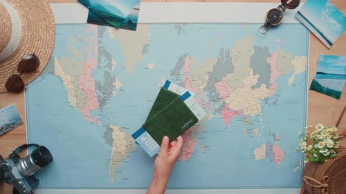 Travel Planning with a World Map and Accessories