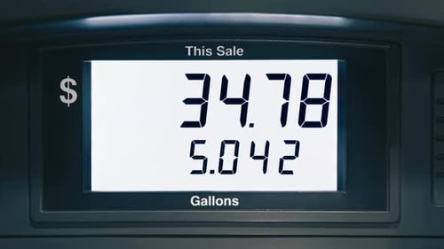 Gas Pump Display Shows Price Increasing to One Hundred