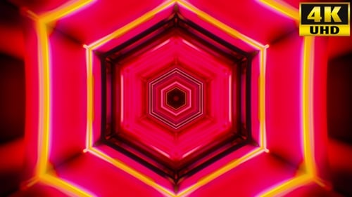 Abstract Neon Hexagon Tunnel Loop Background