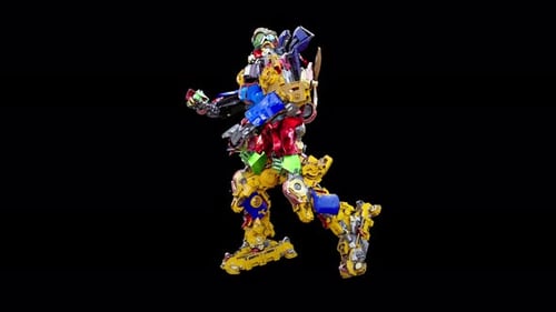 Dynamic Colorful Robot Walking Posing Loop Animation