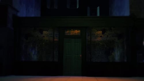 Cinematic Reveal of Retro TV Green Screen in Dark Room