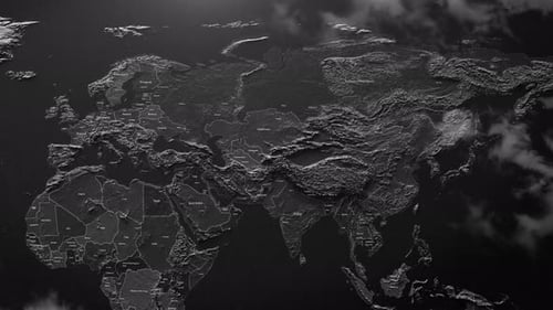 3D Animated Europe and Asia Map with Country Borders