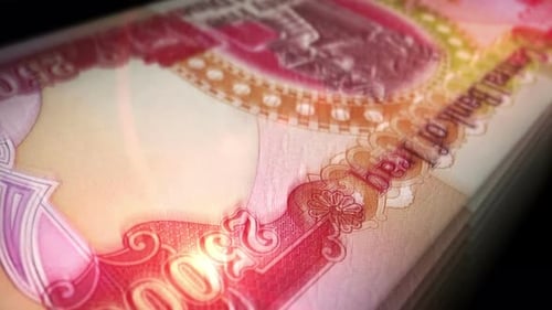 Boucle transparente de comptage d'argent en dinars irakiens