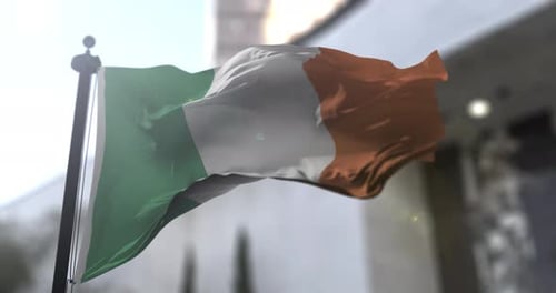Realistic Irish Flag Waving in 3D Motion