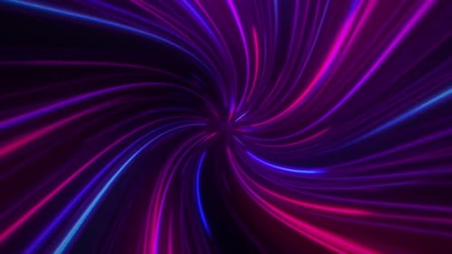 Abstract Neon Light Trails Swirl Through Futuristic Warp Tunnel