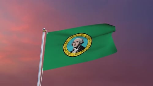 Dynamic Washington State Flag Waving with Realistic Movement