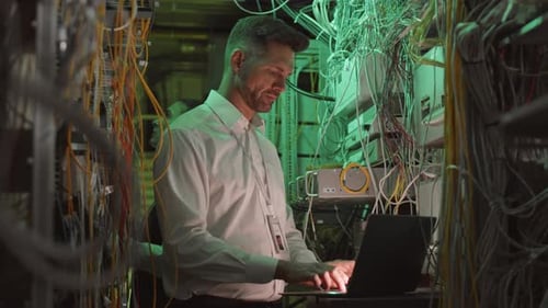 Data Center Worker Using Computer