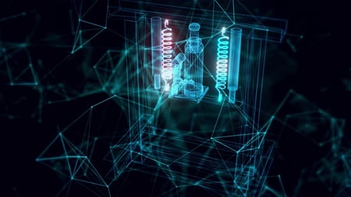 Press Machine Hologram Close Up 4k