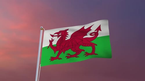 Flagge von Wales winkt 4k