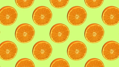 Pattern with Fruit Oranges Animation on Background Minimal Animation
