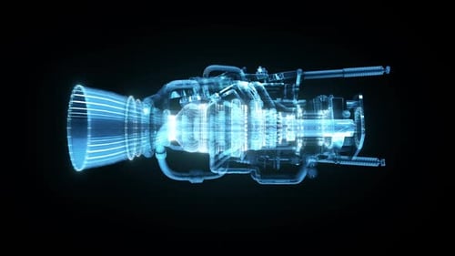 Futuristic Holographic Jet Engine Animation Loop