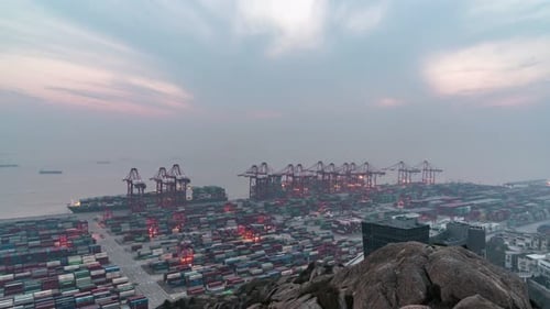 Timelapse of container terminal in Shanghai china
