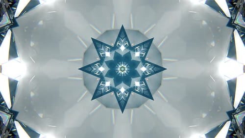 Shimmering Crystal Kaleidoscope with Rotating Geometric Star Pattern