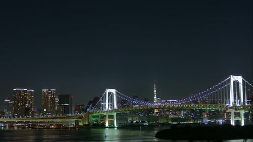 Beautiful Rainbow bridge in Tokyo city in Japan