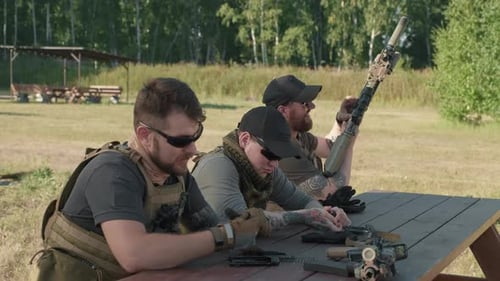 Sequence Of Military Men With Sniper Rifles