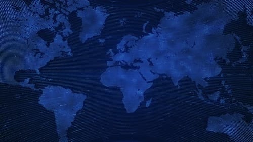 Animated Digital World Map Grid Background Loop