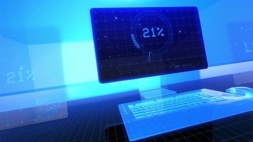 Computer Is Being Loaded With Grid Background 4