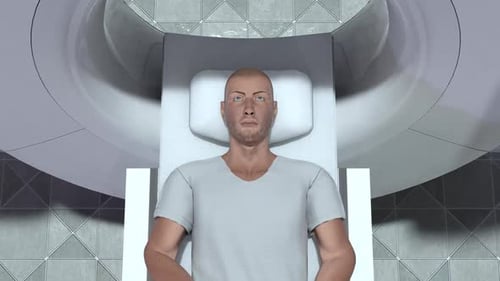 3D Animated Patient Undergoing Medical Scan in MRI Machine