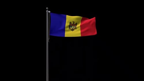 Realistic Moldova National Flag Waving Animation