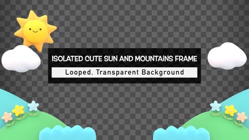 Whimsical 3D Landscape Frame with Animated Sun and Clouds