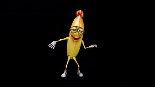 Fun Banana Looped Dance with Alpha Channel and Shadow