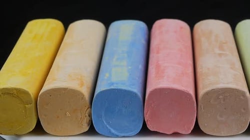 Colorful Chalk Pieces Lined Up in a Row