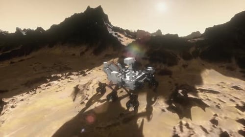 Futuristic Space Rover Exploring Barren Alien Planet