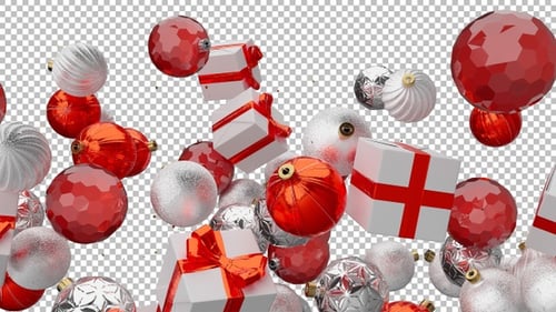 Modern Christmas Ornaments and Gifts Falling Animation