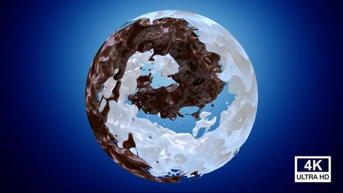 Dynamic Milk and Chocolate Liquid Sphere Animation
