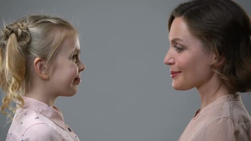 Mom and Daughter Leaning Heads, Trusting Relations With Parents, Reliance