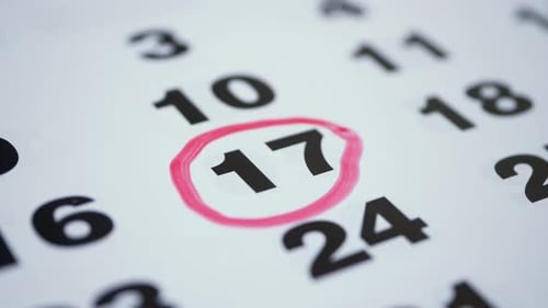 Calendar Date Marked with Pink Circle