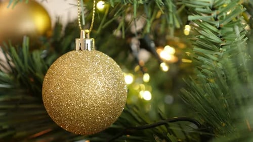 Sparkling Gold Christmas Ornament Close Up