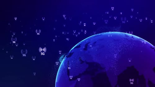 Futuristic 5G Global Network Data Transfer Background