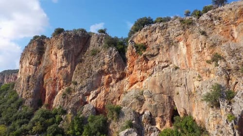 Aerial View of Beautiful Geological Formation with Blue Sky in the Background