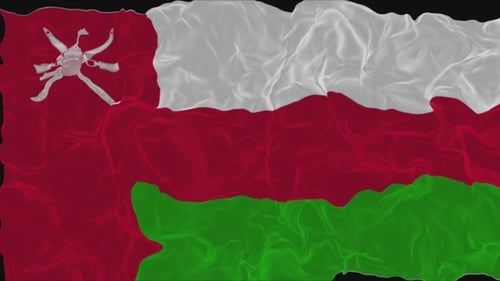 Flagge Oman verwandelt sich in Rauch. Staatliche Schwächung, Konzept einer Krise, Alphakanal