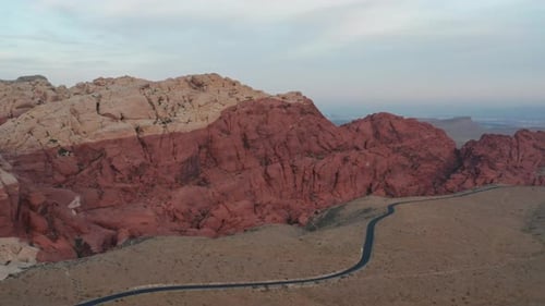 Desert Landscape with Mountains and Road