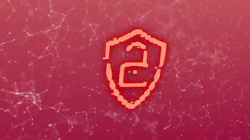 Animation der digitalen Computerschnittstelle Online-Sicherheit rot leuchtendes Vorhängeschlosssymbol mit Plexus