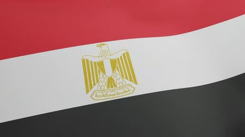 Realistic Waving Egypt National Flag with Golden Eagle Emblem