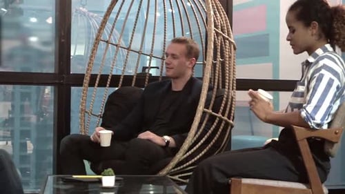 Office Worker Relax at Coffee Corner While Taking a Short Break From Work