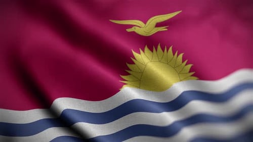 Waving Flag of Kiribati with Fabric Texture Loop