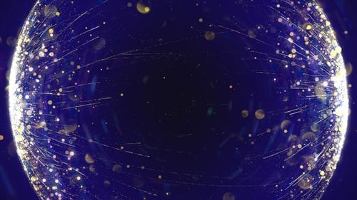 Shimmering Golden Particle Sphere Animated Background