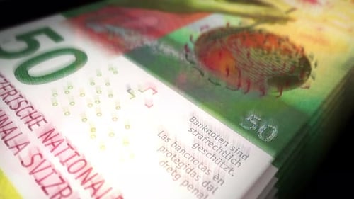 Swiss Francs money counting seamless loop